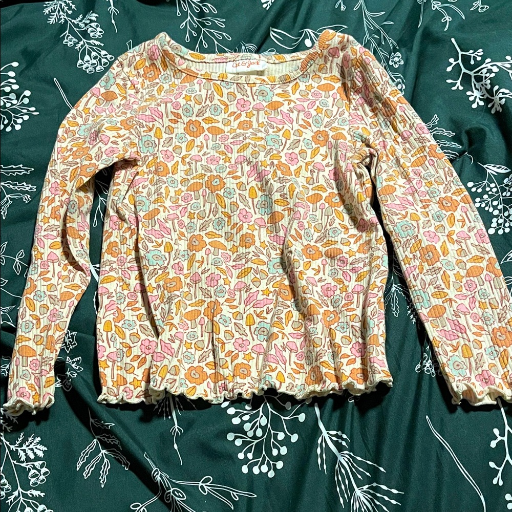 Cat & Jack Striped 4T Ribbed Floral Top